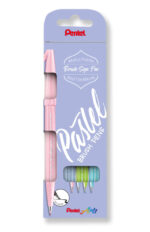 Pentel Brush Sing Pen Pastel Confezione da 4 pennarelli con punta a pennello - Linee sottili o spesse a seconda della pressione - Realizzati con l'81% di plastica riciclata - Colori: blu grigiastro