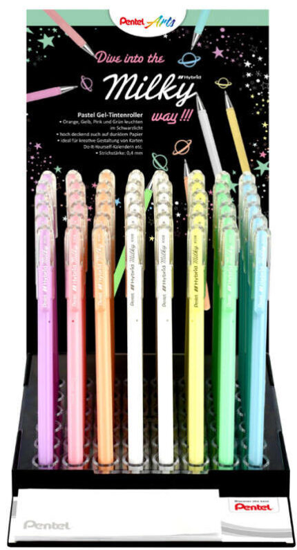 Pentel Hybrid Milky Espositore da 48 penne a sfera - Punta fine 0