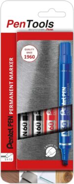 Pentel PenTools Confezione da 4 pennarelli permanenti industriali Pentel Pen N60 - Punta smussata resistente e durevole - Tratto 1