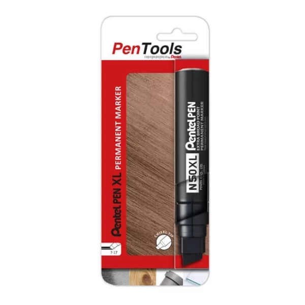 Pentel PenTools Pen N50XL Pennarello permanente industriale - Tratto 11-17 mm - Punta smussata resistente e durevole - Resistente all'acqua e alla luce - Colore nero