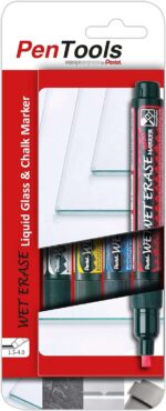 Pentel PenTools Confezione da 4 pennarelli a gesso liquido Wet Erase - Punta smussata reversibile 2-4 mm - Resistente alle intemperie su vetro - Colori: bianco