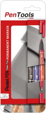 Pentel PenTools Confezione da 3 pennarelli permanenti industriali Pentel Pen Twin Tip - Doppia punta - Extrafine 0