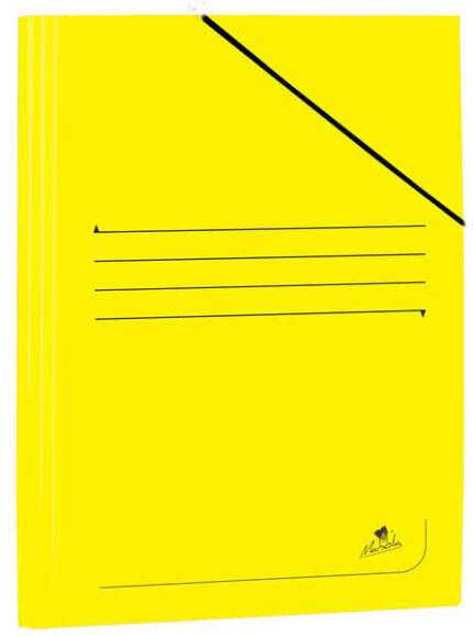Mariola Cartellina in cartoncino plastificato Folio 500 g/m² - Dimensioni 34x25 cm - Chiusura con elastico - Colore giallo