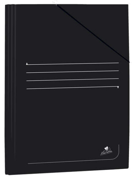 Mariola Cartellina in cartoncino plastificato Folio 500 g/m² - Dimensioni 34 x 25 cm - Chiusura con elastico - Colore nero
