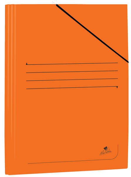 Mariola Cartellina in cartoncino plastificato Folio 500 g/m² - Dimensioni 34 x 25 cm - Chiusura con elastico - Colore arancione