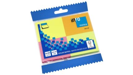 Global Notes inFO Brillant Confezione da 4 blocchi da 50 foglietti adesivi 50 x 40 mm - Certificazione FSC™ - Colori: giallo