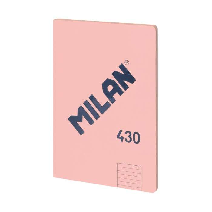 Milan Serie 1918 Taccuino rilegato in colla formato A4 a righe da 7 mm - 48 fogli da 95 g/m² - Microperforato - Copertina morbida - Colore rosa
