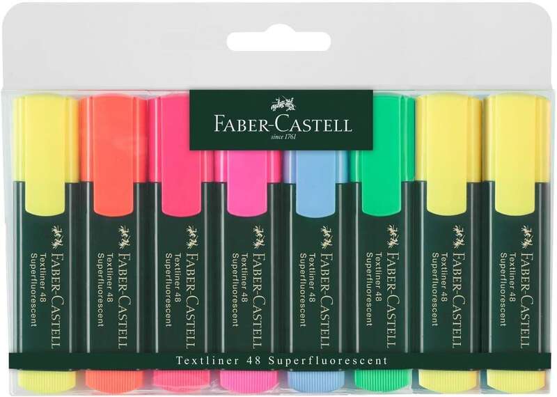 Faber-Castell Textliner 48 Confezione da 8 pennarelli fluorescenti - Punta smussata - Tratto tra 1