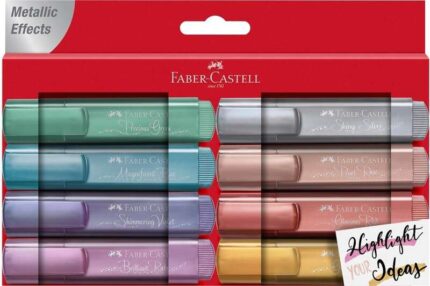 Faber-Castell Textliner 46 Metallic Confezione da 8 pennarelli fluorescenti - Punta smussata - Tratto tra 1 mm e 5 mm - Inchiostro a base d'acqua - Colori assortiti