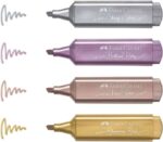 Faber-Castell Textliner 46 Metallic Confezione da 8 pennarelli fluorescenti - Punta smussata - Tratto tra 1 mm e 5 mm - Inchiostro a base d'acqua - Colori assortiti - immagine 3