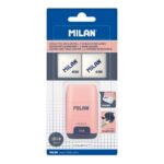 Milan Compact Serie 1918 Afilaborra Compact con 2 gomme da cancellare - Temperamatite doppio - Lama di sicurezza - Colore rosa