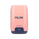 Milan Compact Serie 1918 Afilaborra Compact con 2 gomme da cancellare - Temperamatite doppio - Lama di sicurezza - Colore rosa - immagine 2