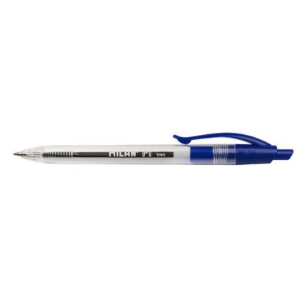 Milan P1 Penna a sfera retrattile - Punta rotonda 1 mm - Corpo trasparente - Colore blu