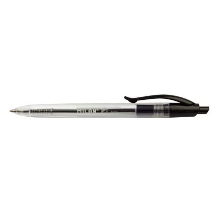 Milan P1 Penna a sfera retrattile - Punta rotonda 1 mm - Corpo trasparente - Colore nero