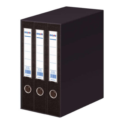 Dohe Archicolor Modulo da 3 raccoglitori a leva con anelli - Dorso stretto - Formato Folio - Cartone rivestito - Colore nero