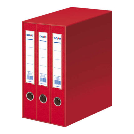 Dohe Archicolor Modulo da 3 raccoglitori a leva con anelli - Dorso stretto - Formato Folio - Cartone rivestito - Colore rosso