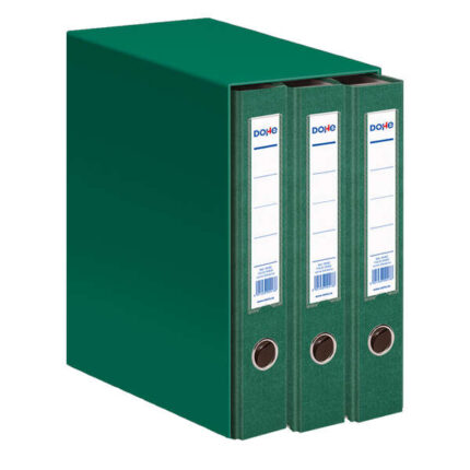 Dohe Archicolor Modulo da 3 raccoglitori a leva con anelli - Dorso stretto - Formato Folio - Cartone rivestito - Colore verde