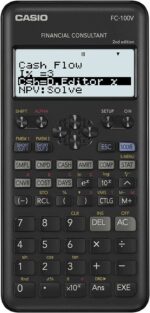 Casio FC-100V-2 Calcolatrice finanziaria - Display a 4 righe - Visualizzazione simultanea di diversi parametri - Tasti di accesso diretto - Alimentazione a batterie - immagine 2