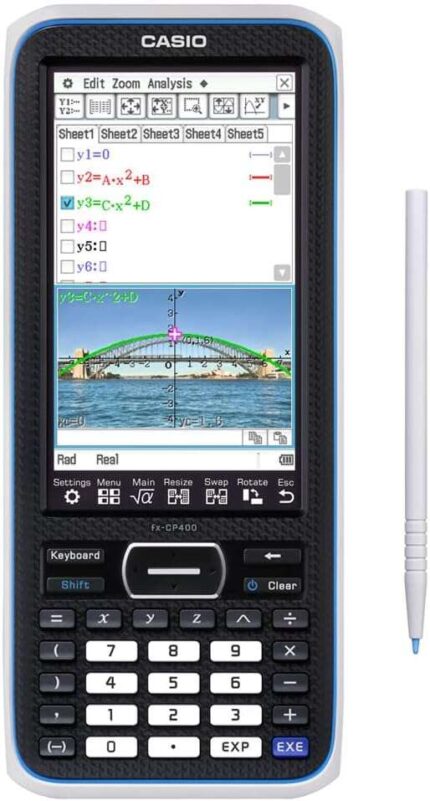 Casio FX-CP400 Calcolatrice scientifica grafica 3D - Schermo tattile a colori - Grafici 3D - Disegno simultaneo di fino a 100 curve - Alimentazione a batterie