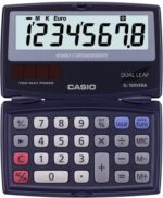 Casio SL-100VERA Calcolatrice tascabile a conchiglia - Display LC extra-large a 8 cifre - Funzione convertitore di euro - Colore blu scuro - immagine 2