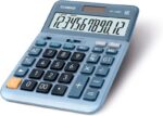 Casio DF-120EM Calcolatrice da tavolo - Display extra-large a 12 cifre - Alimentazione solare e a batterie - Colore blu