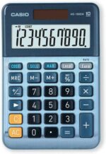 Casio MS-100EM Calcolatrice da tavolo compatta - Display LCD a 10 cifre - Alimentazione solare e a batterie - Colore blu - immagine 2