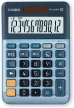 Casio MS-120EM Calcolatrice da tavolo compatta - Display LCD a 12 cifre - Alimentazione solare e a batterie - Colore blu - immagine 2