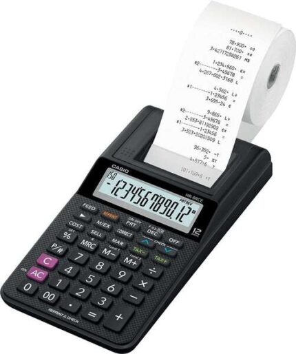 Casio HR-8RCE Calcolatrice stampante da tavolo compatta - Display a 12 cifre - Stampa a 2 righe al secondo - Colore nero