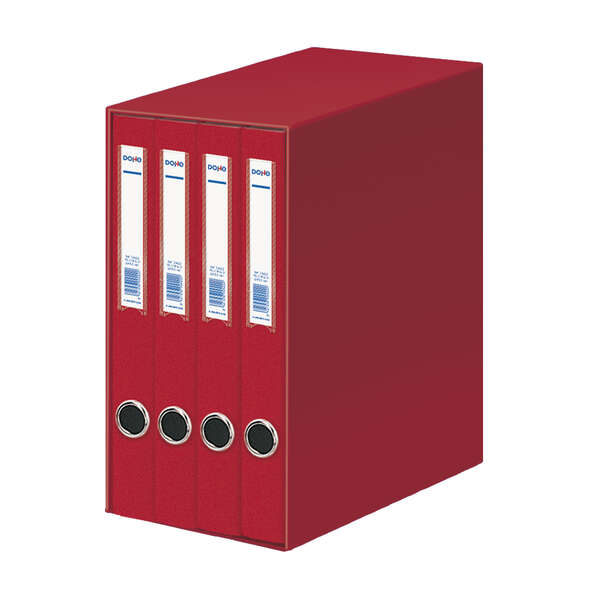 Dohe Oficolor Modulo da 4 raccoglitori con anelli - Dorso stretto - Formato Folio - Cartone rivestito - Colore rosso