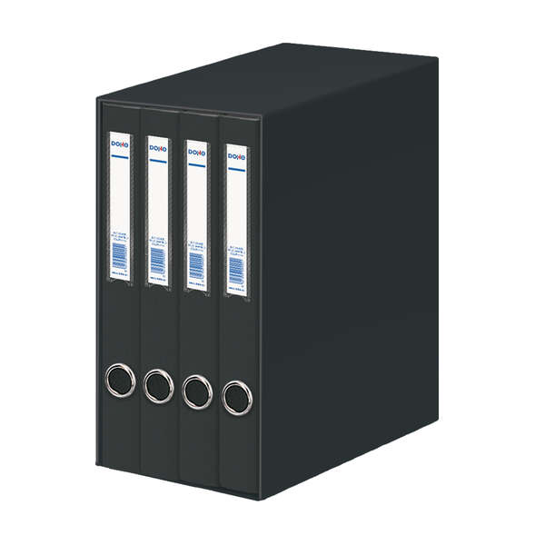 Dohe Oficolor Modulo da 4 raccoglitori con anelli - Dorso stretto - Formato Folio - Cartone rivestito - Colore nero