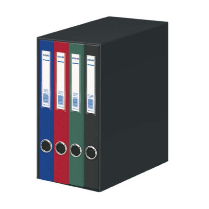 Dohe Oficolor Modulo da 4 raccoglitori con anelli - Dorso stretto - Formato Folio - Cartone rivestito - Colori assortiti