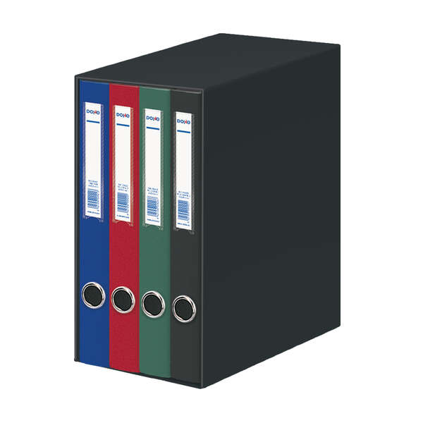 Dohe Oficolor Modulo da 4 raccoglitori con anelli - Dorso stretto - Formato Folio - Cartone rivestito - Colori assortiti