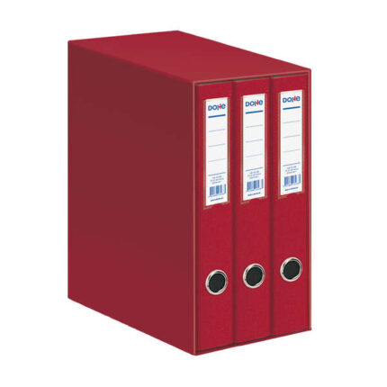 Dohe Oficolor Modulo da 3 raccoglitori con anelli - Dorso stretto - Formato Folio - Cartone rivestito - Colore rosso