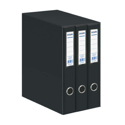 Dohe Oficolor Modulo da 3 raccoglitori con anelli - Dorso stretto - Formato Folio - Cartone rivestito - Colore nero