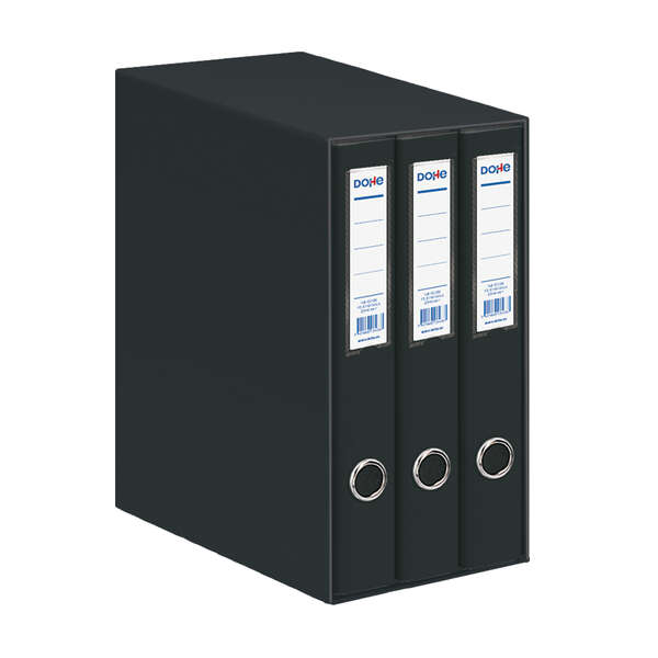 Dohe Oficolor Modulo da 3 raccoglitori con anelli - Dorso stretto - Formato Folio - Cartone rivestito - Colore nero