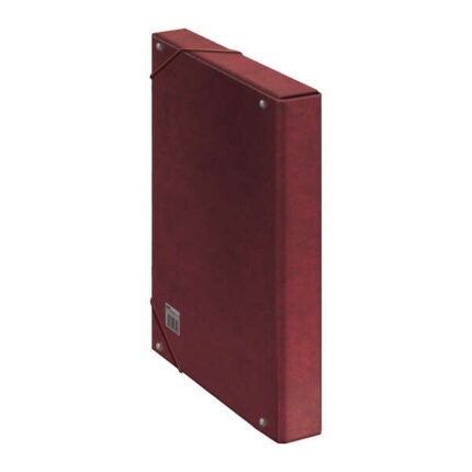 Dohe Scatola per progetti con dorso da 3 cm - Cartone rivestito con carta stampata e plastificata - Chiusura con elastici - Colore: rosso