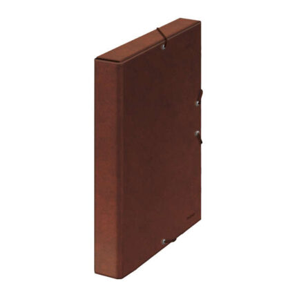 Dohe Scatola per progetti Dorso 3 cm - Cartone rivestito con carta stampata e plastificata - Chiusura con elastici - Colore pelle