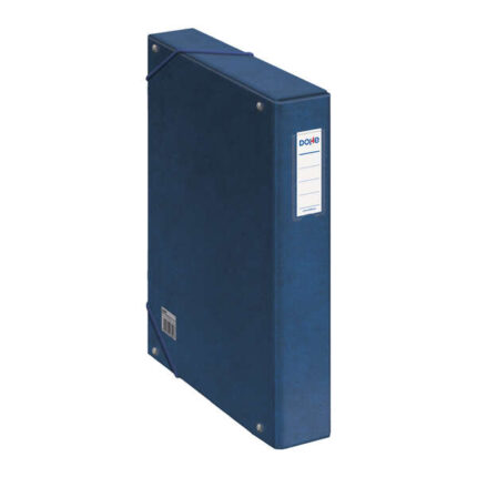 Dohe Scatola per progetti Lomo 5 cm - Cartone rivestito con carta stampata e plastificata - Chiusura con elastici - Colore: blu
