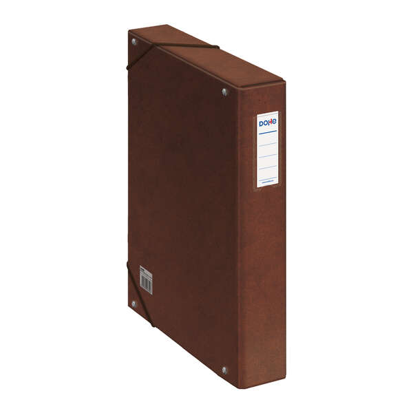 Dohe Scatola per progetti con dorso da 5 cm - Cartone rivestito con carta stampata e plastificata - Chiusura con elastici - Colore pelle