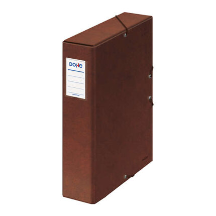 Dohe Scatola per progetti con dorso da 7 cm - Cartone rivestito con carta stampata e plastificata - Chiusura con elastici - Colore pelle
