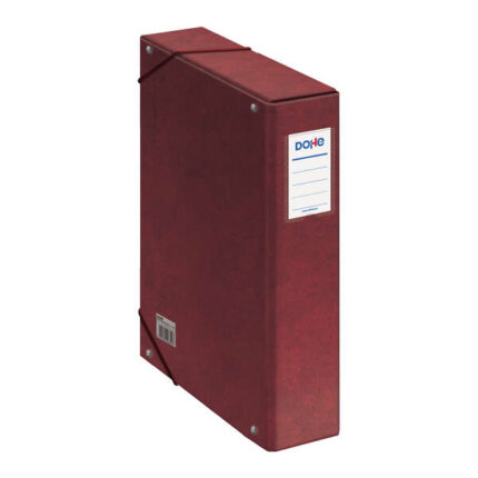 Dohe Scatola per progetti Lomo 7 cm - Cartone rivestito con carta stampata e plastificata - Chiusura con elastici - Colore: rosso