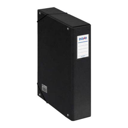 Dohe Scatola per progetti Lomo 7 cm - Cartone rivestito con carta stampata e plastificata - Chiusura con elastici - Colore nero