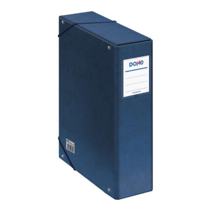 Dohe Scatola per progetti Lomo 9 cm - Cartone rivestito con carta stampata e plastificata - Chiusura con elastici - Colore: blu