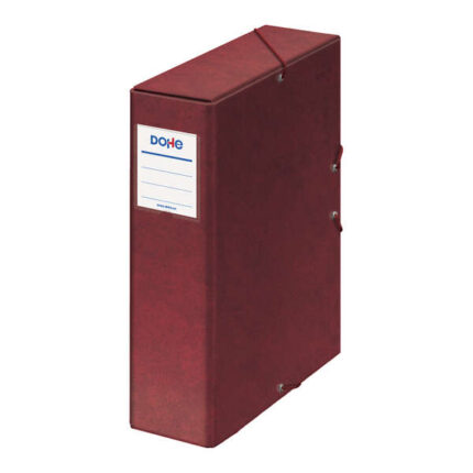 Dohe Scatola per progetti Lomo 9 cm - Cartone rivestito con carta stampata e plastificata - Chiusura con elastici - Colore: rosso