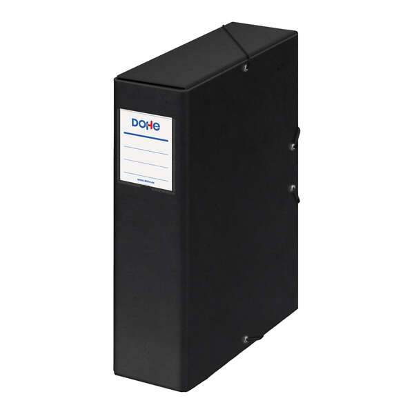 Dohe Scatola per progetti Lomo 9 cm - Cartone rivestito con carta stampata e plastificata - Chiusura con elastici - Colore nero