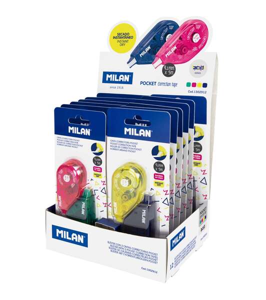 Milan Pocket Acid Espositore da 24 nastri correttori in blister da 2 pezzi. 4