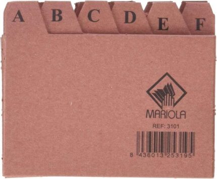 Mariola Indice A-Z n. 1 per schedario - Misure 95x65 mm - Colore marrone