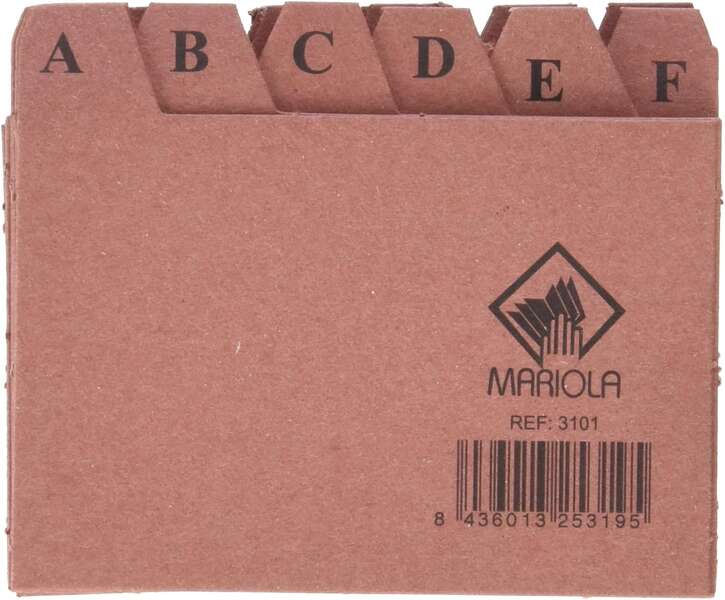 Mariola Indice A-Z n. 1 per schedario - Misure 95x65 mm - Colore marrone