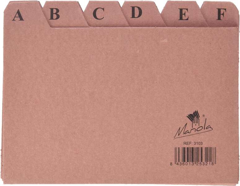 Mariola Indice A-Z n. 3 per raccoglitori - Dimensioni 150x100 mm - Colore marrone