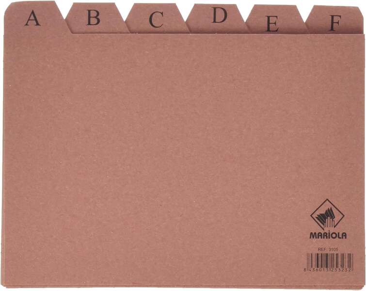 Mariola Indice A-Z n. 5 per raccoglitori - Dimensioni 215x160 mm - Colore marrone